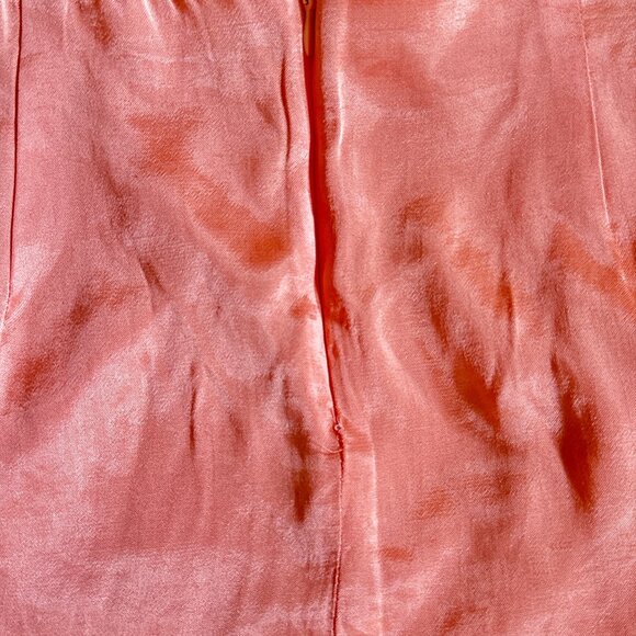 Peach Silky Mini Skirt, Back Zipper - Picture 3 of 3